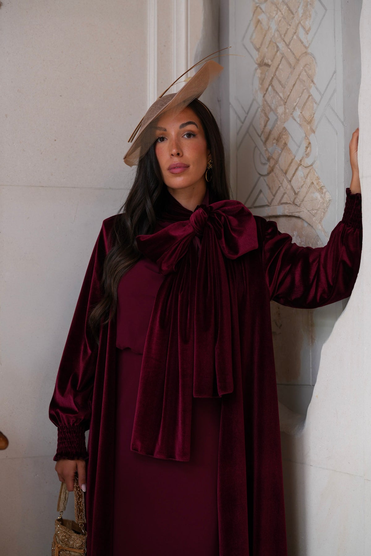 Kaftan Terciopelo Fular Granate