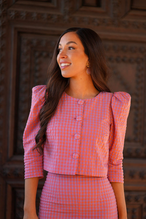Conjunto Bette Vichy Rosa