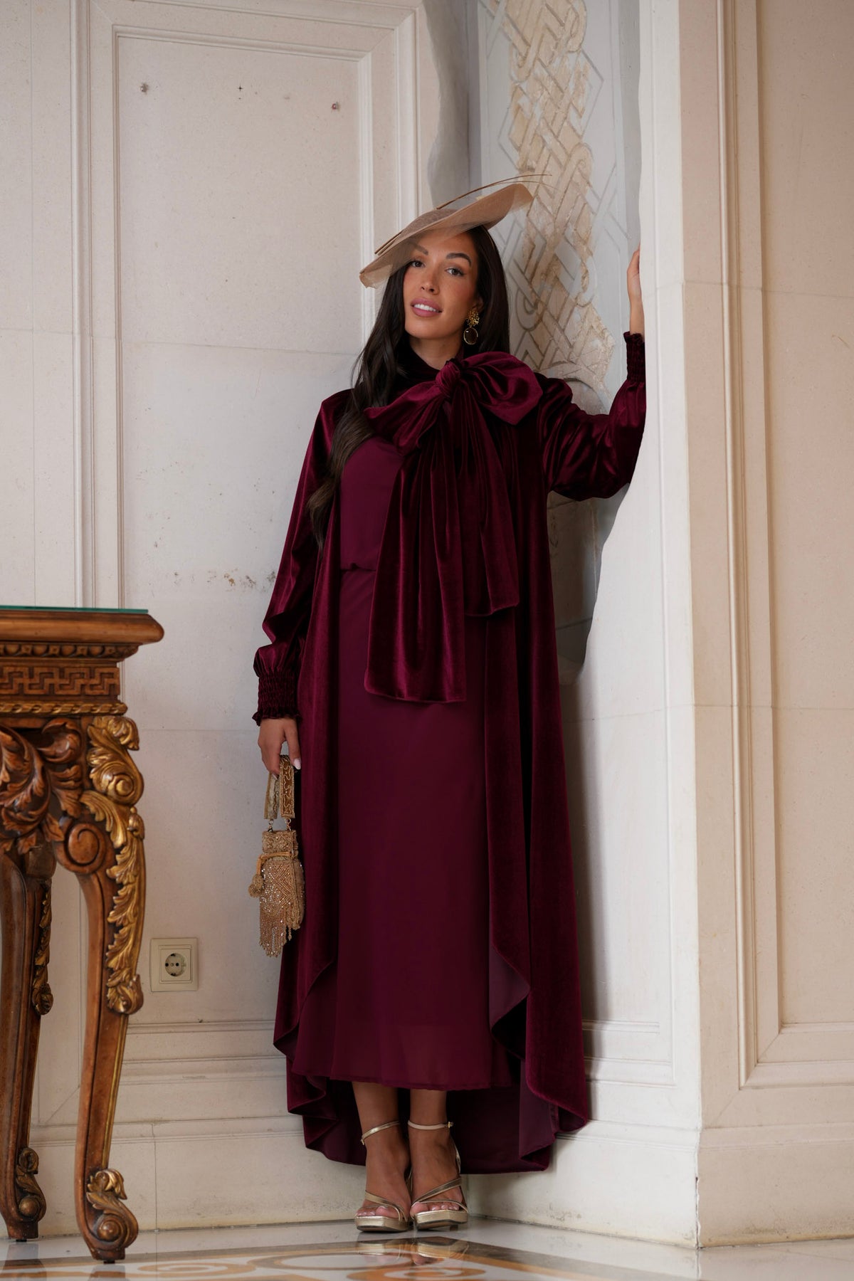 Kaftan Terciopelo Fular Granate
