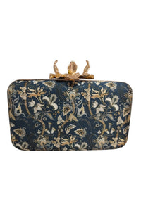 Clutch Flor Garra Ramillete Marino