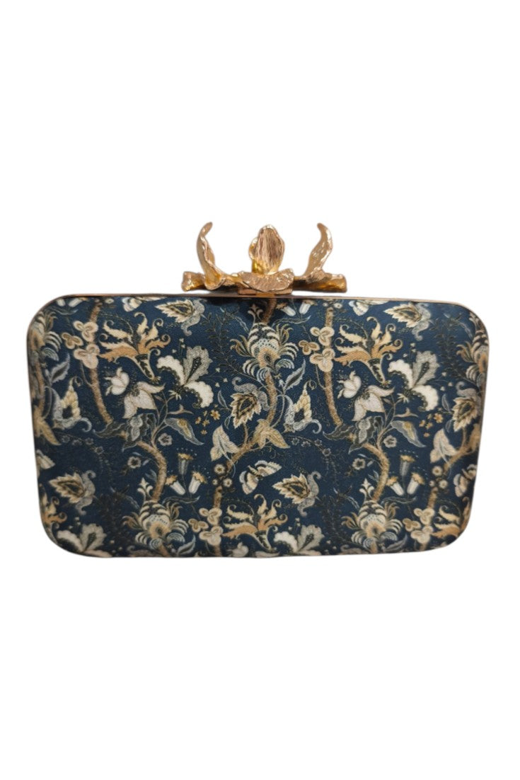 Clutch Flor Garra Ramillete Marino