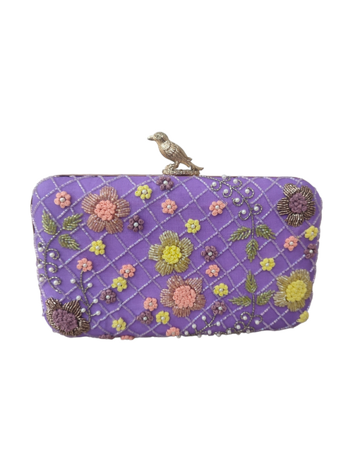 Clutch Real Jardín Pájaro Malva